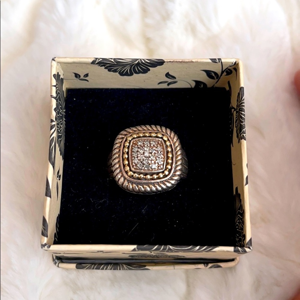 Stunning diamond, gold, and silver ring